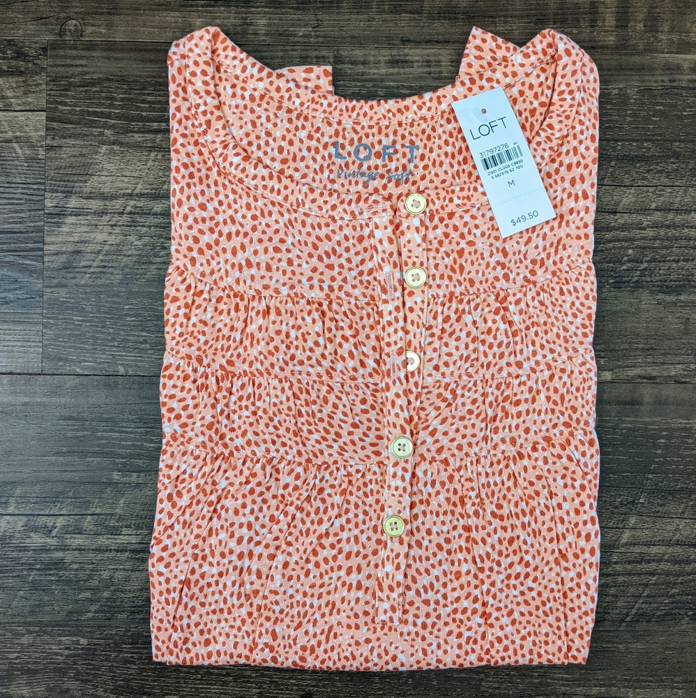 NWT Loft Ruffle Henley Top - Picture 4 of 6